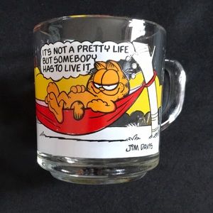 Garfield Glass Mug with Red and Yellow Design